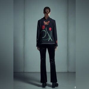 Ilyse Hart LTD Black Jacket with Floral Embroidery
